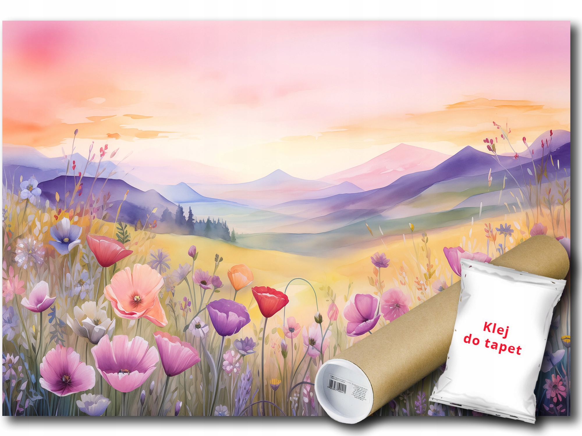 Fototapeta Flizelina Krajina Louka Květiny Hory Pohled 416x290