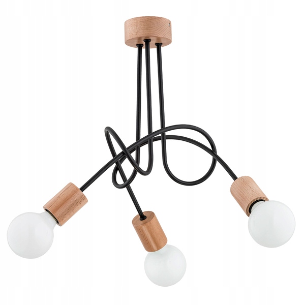 Závěsná lampa Tango Dřevěná ve skandinávském stylu, černá a béžová, do kuchyně