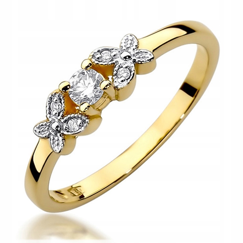 Zlatý Prstýnek 585 Brilianty 0,12 ct s Motýly