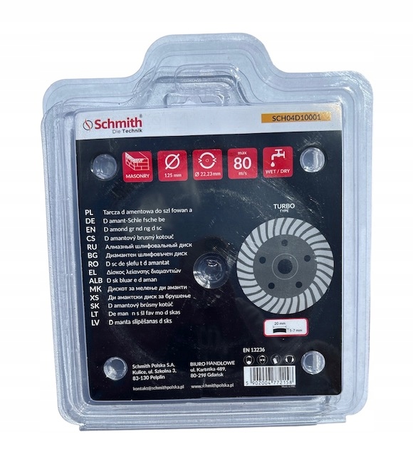 SCHMITH TARCZA DIAMENTOWA DO SZLIFOWANIA 125MM TURBO