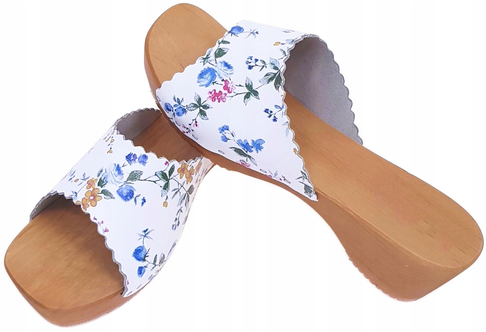 Chodaki Drewniaki Medyczne Odkryte Kwiaty *39* PL Długość wkładki 25 cm
