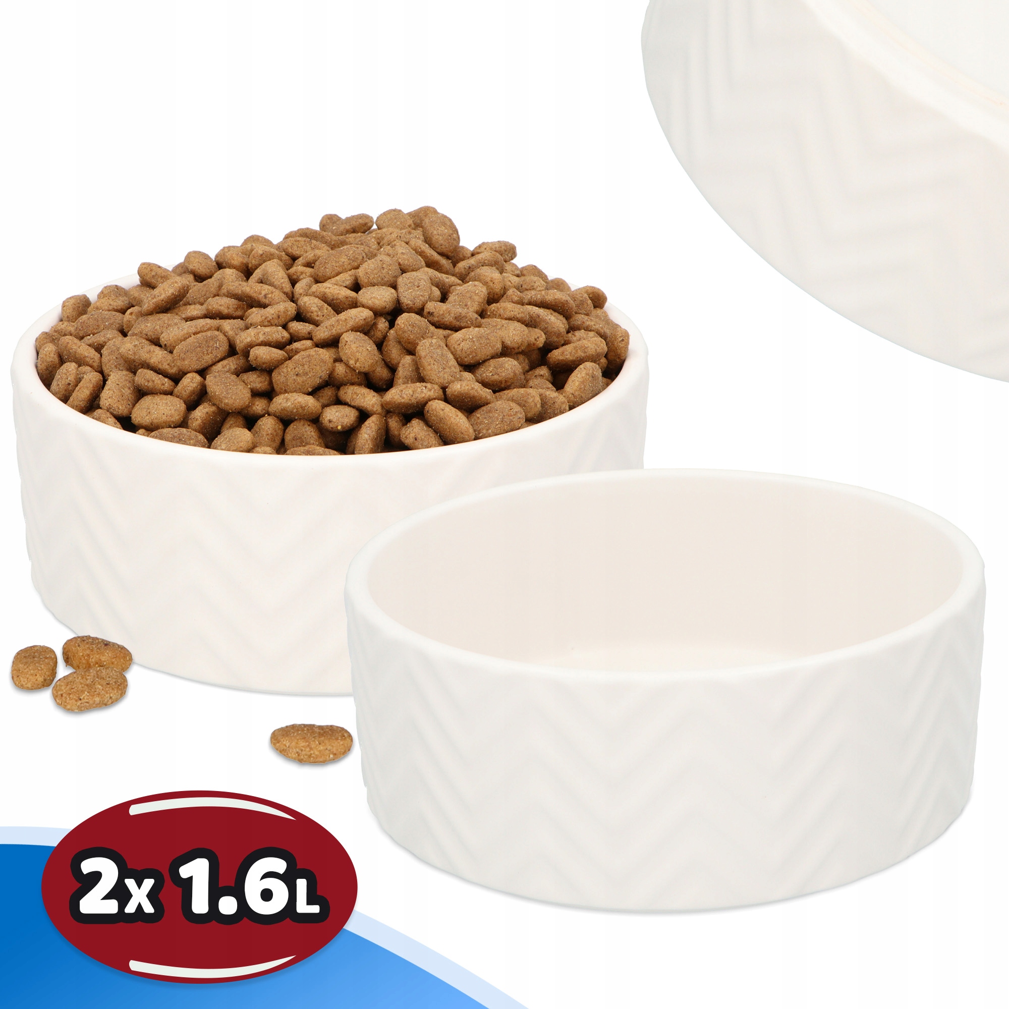 Levně 2x Velká Miska pro Psa 1,6 Keramická Miska Štěně Vodu Komplet Misek