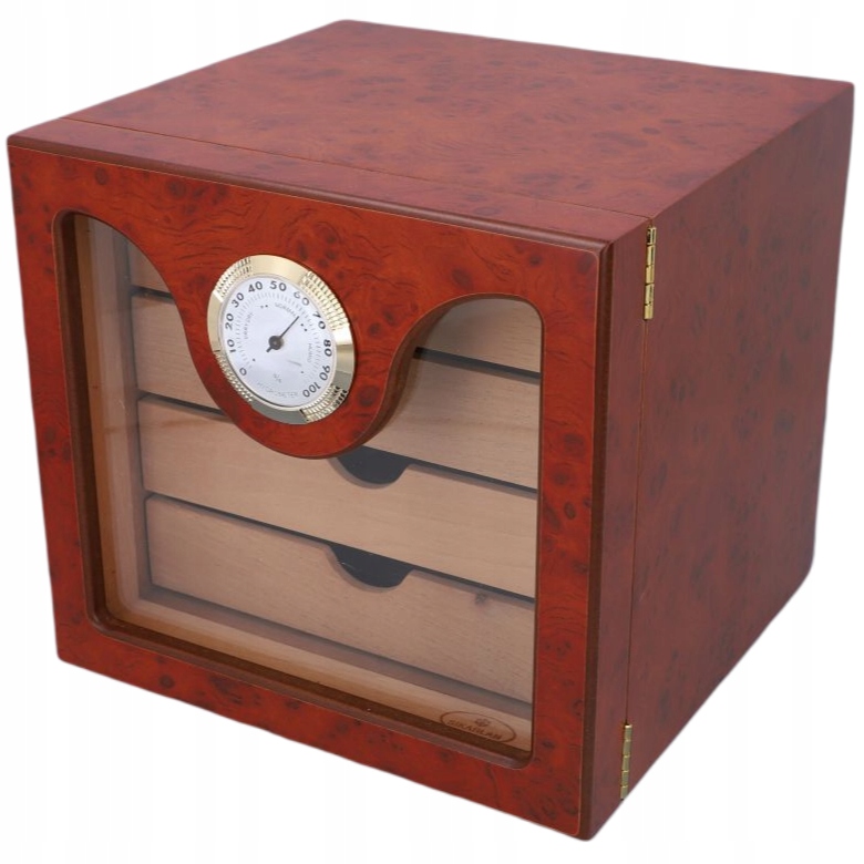 HUMIDOR DREWNIANY Z HIGROMETREM I NAWILŻACZEM CEDROWY PUDEŁKO NA CYGARA