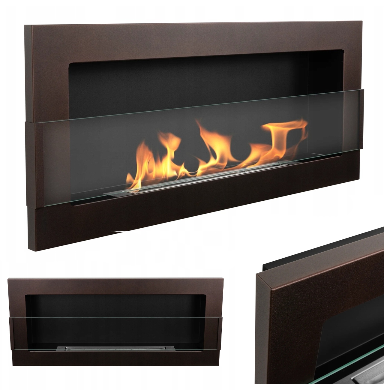 Závěsný Biokrb Se Sklem 900X400 Bronz Na Biopalivo Eco