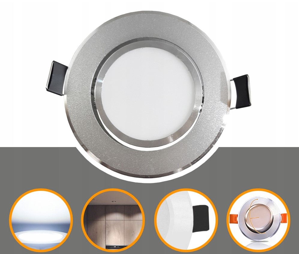 OUTLET 1X OCZKO SUFITOWE LAMPA LED UCHYLNA 230V 5W IP20 BARWA CIEPŁA CHROM Marka Maibang