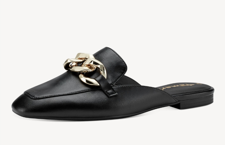 Tamaris Nazouváky 1-27301-20 001 černé se zlatým řetízkem, zakryté sabotem 36