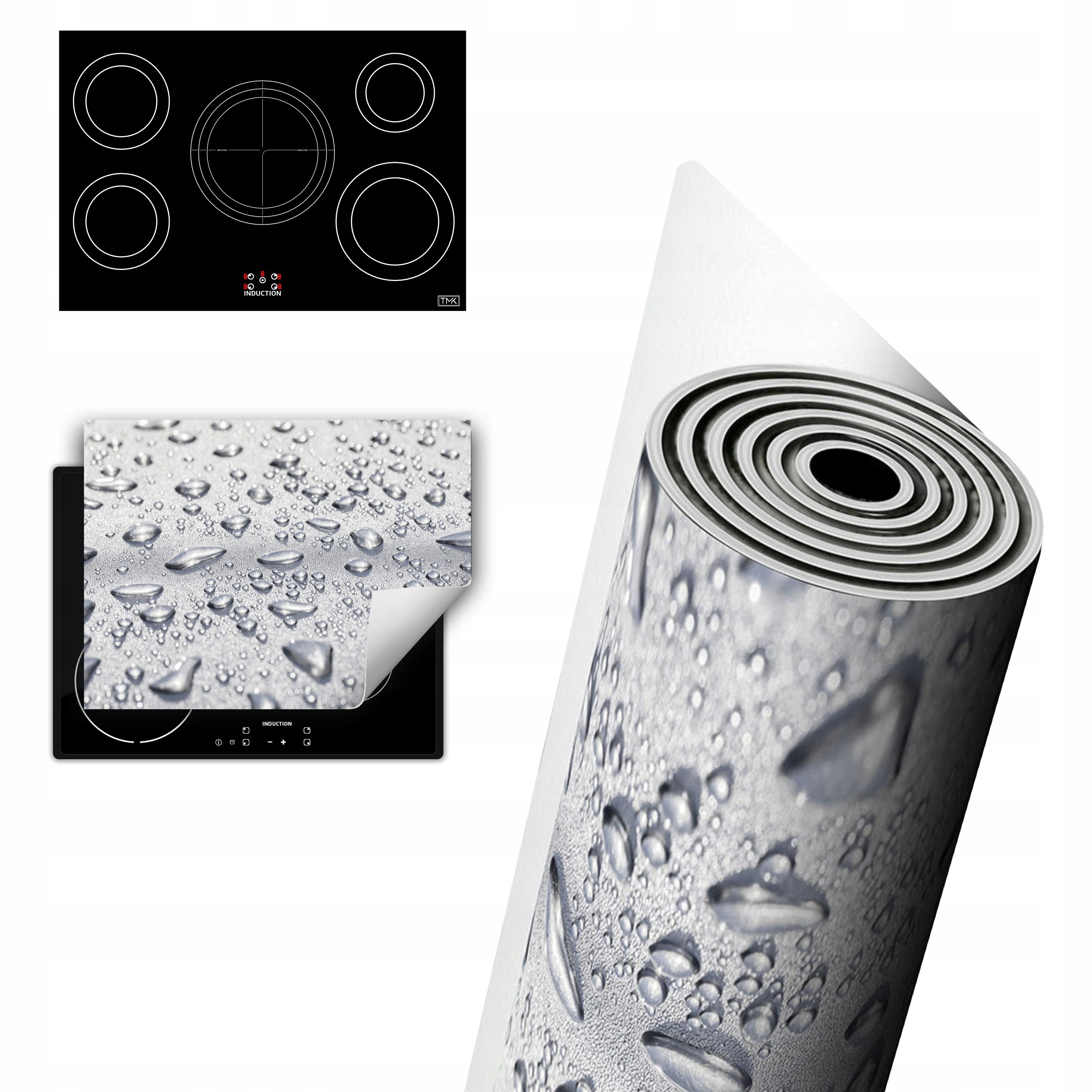 Vinylová Ochrana Na Indukci Deska 80x52 šedá kapky