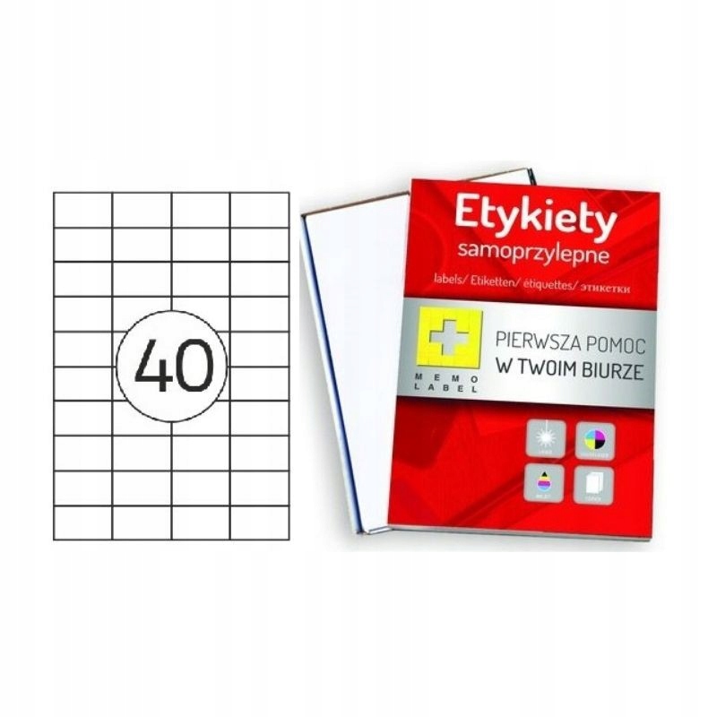 

Etykiety Samoprzylepne 52,5x29,7mm, 100 Arkuszy A4