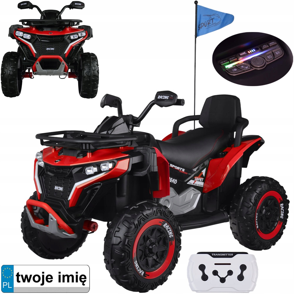 Duży quad na akumulator dla dziecka 4x4 PA0328 czerwony