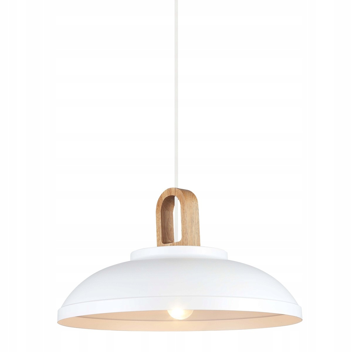Danito, Dekoratívna biela závesná lampa s prvkami dreva, E27