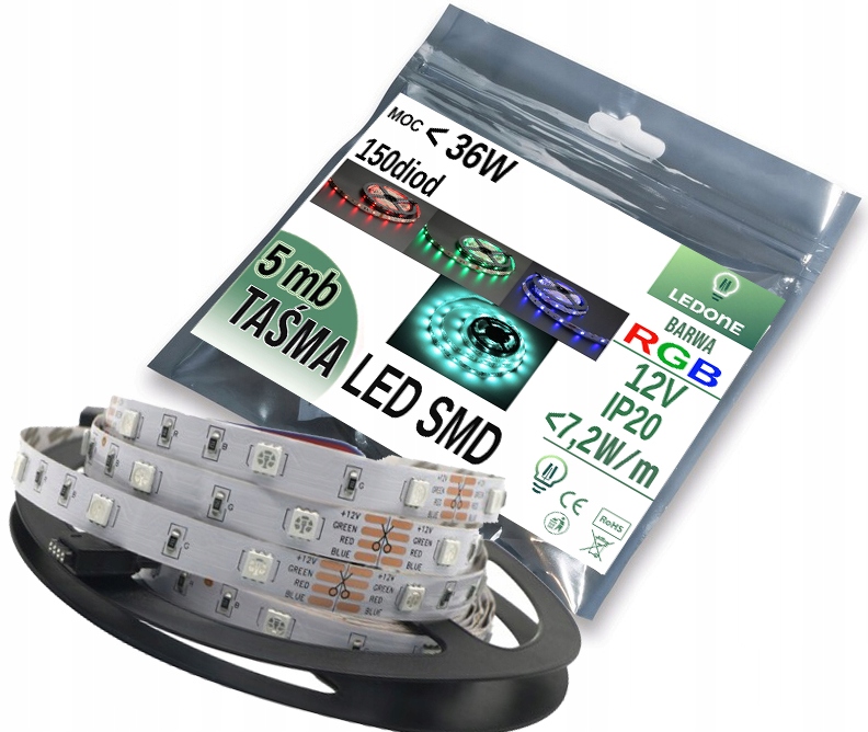 

Taśma Rgb Listwa Led 150 SMD5050 5m niewodoodporna