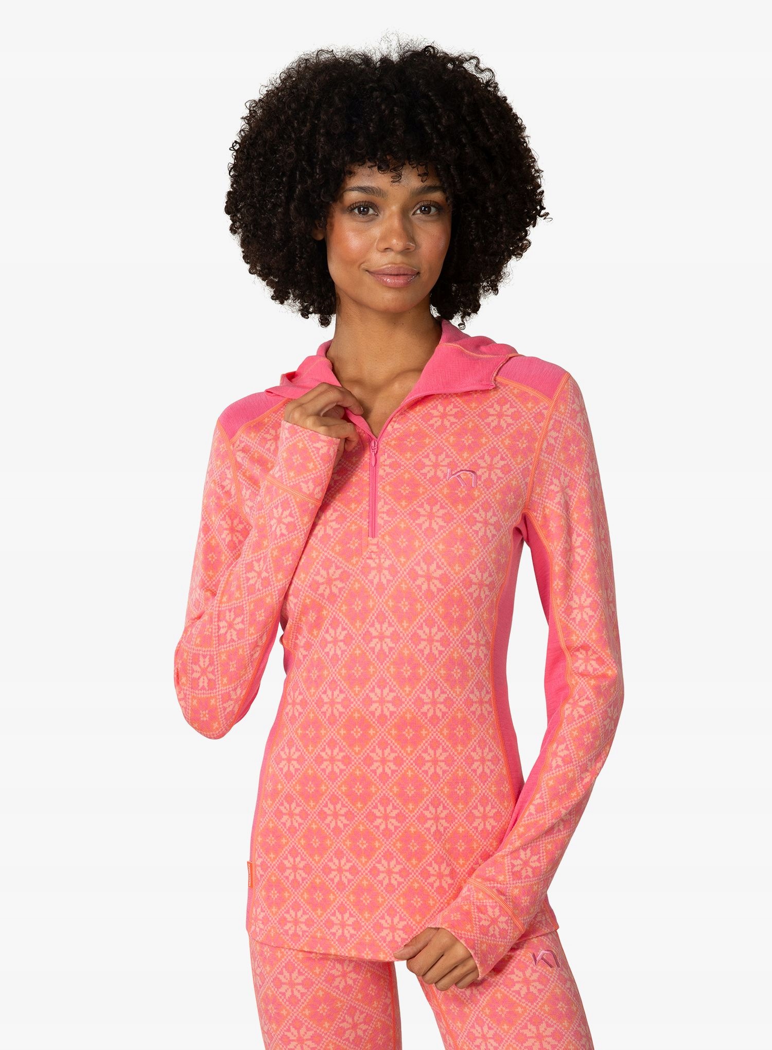 Mikina termoaktivní mikina Kari Traa Rose Base Layer Hoodie bubblegum Xs