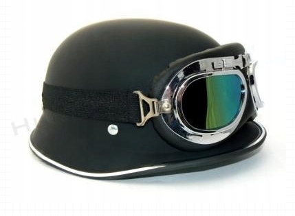 KASK MOTOCYKLOWY ORZESZEK HEŁM RETRO CHOPPER ZESTAW GOGLE CZARNY Typ Weteran / Orzeszek