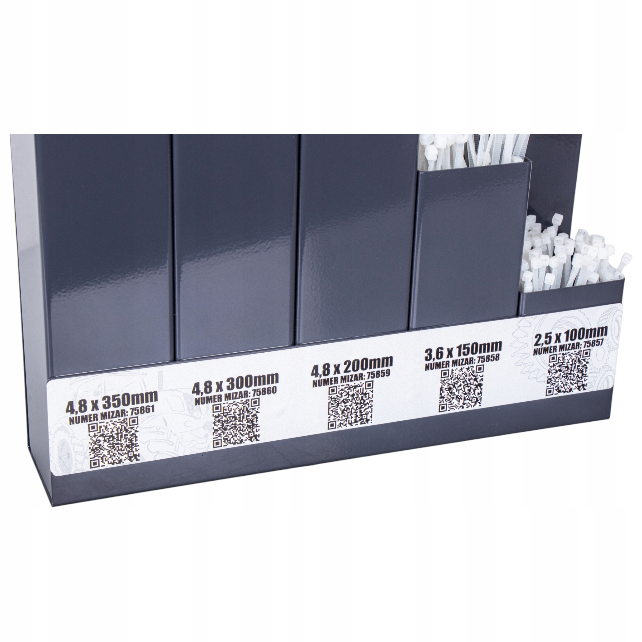 OPASKI ZACISKOWE KABLOWE BIAŁE ZESTAW 500szt. organizer MIZAR trytytki Rodzaj opaska kablowa