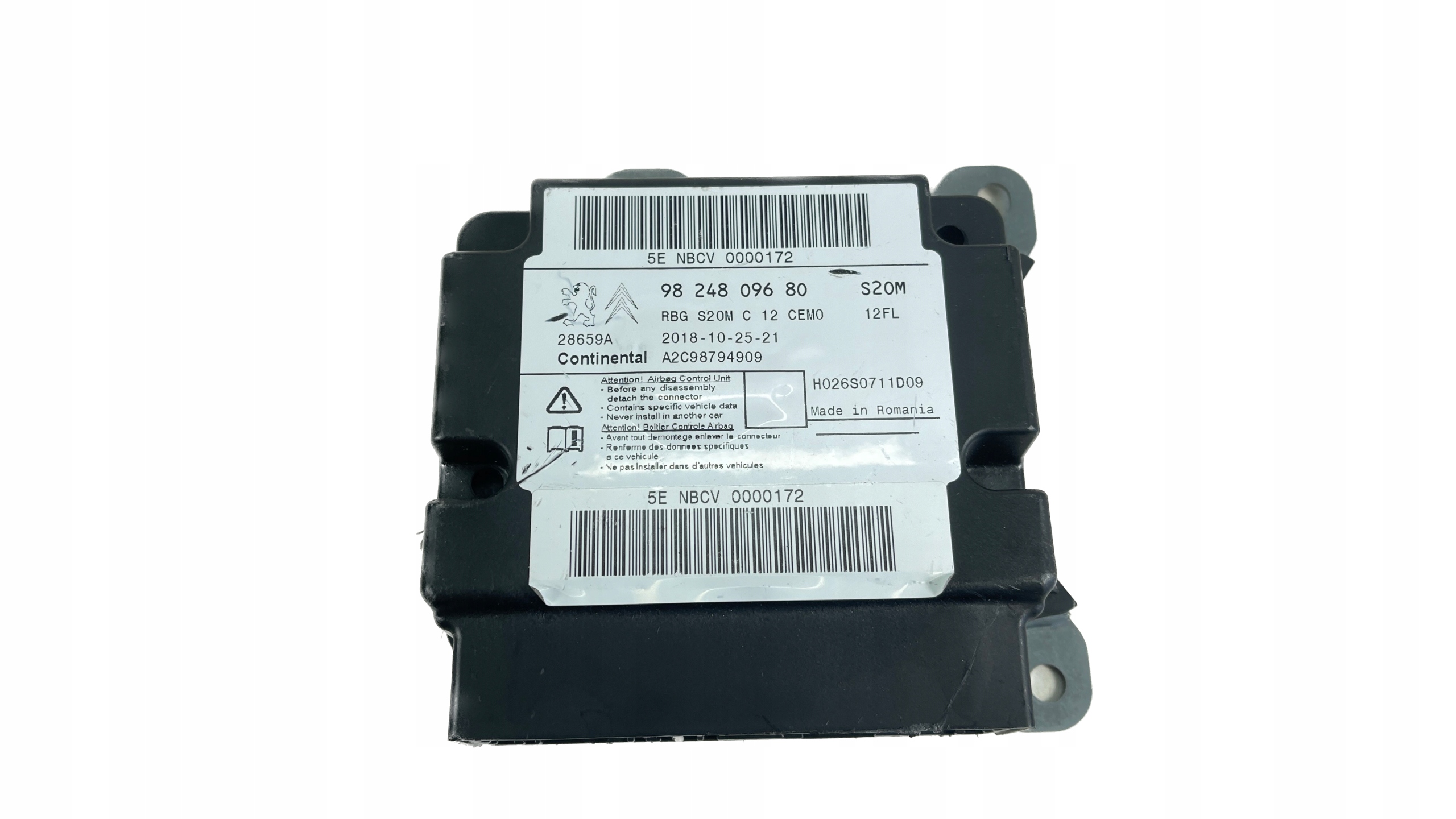 $ CITROEN C3 III датчик подушки безопасности 9824809680