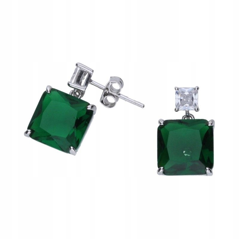 Stříbrné náušnice 925 ks jako dárek se zelenými zirkony 3.44 g