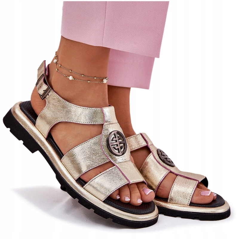 Dámské Sandály Z Přírodní Lakované Kůže Artiker 56C0689 Zlaté 39
