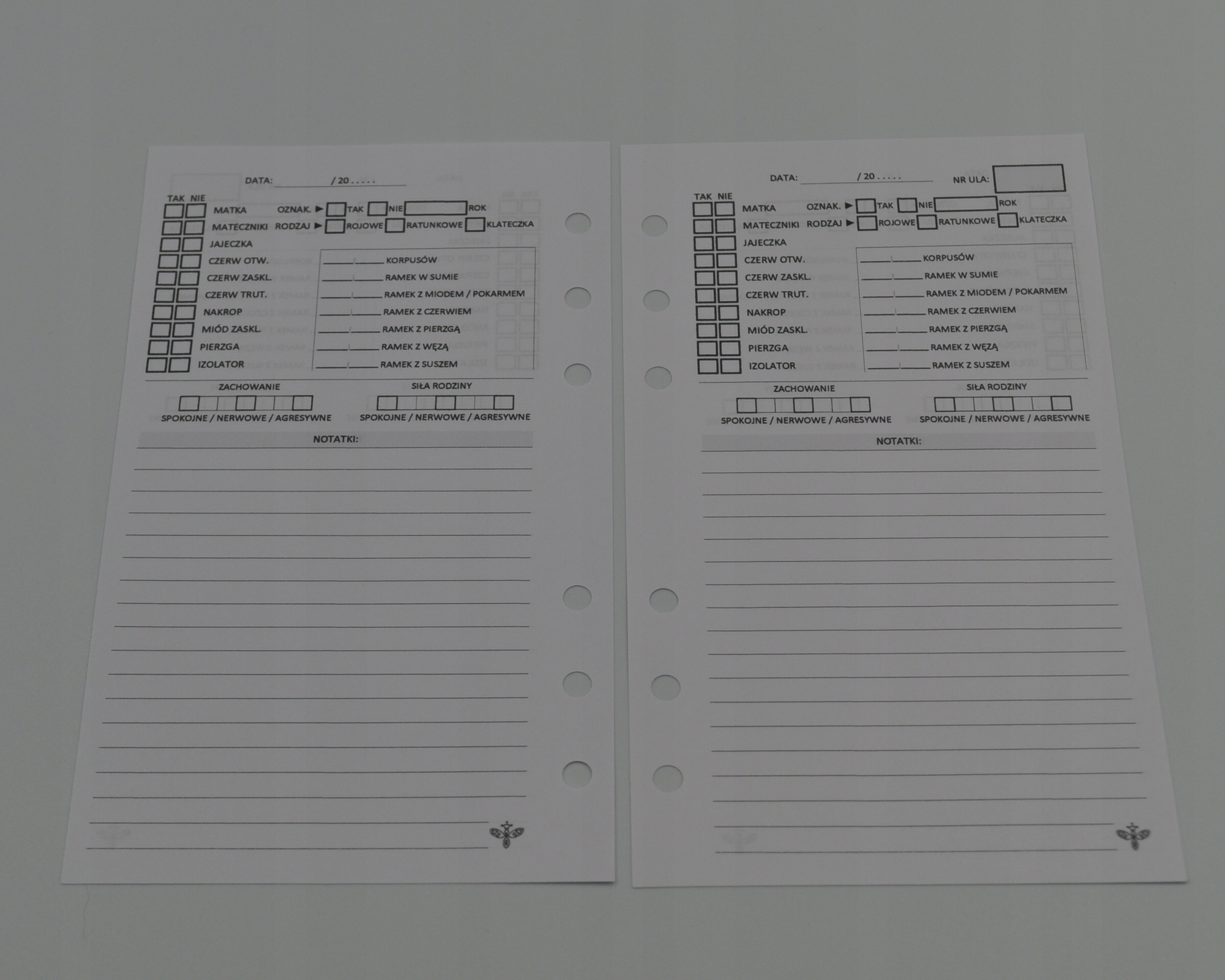Notes pszczelarski WKŁADY karty ulowe - format A6 Producent Apicultura