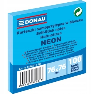 

Karteczki Donau 76x76mm 100k, neon niebieski