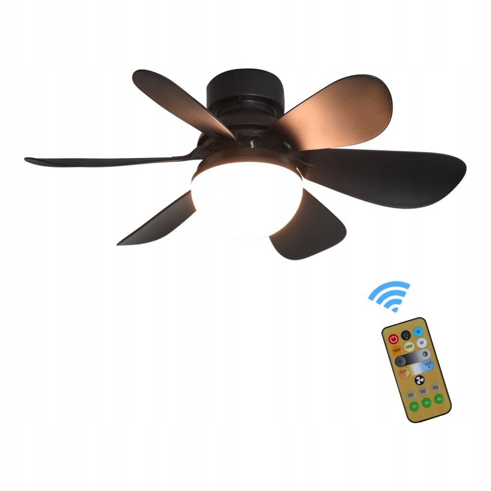 2W1 ŻARÓWKA LED 12W E27 Z WIATRAKIEM 42CM WENTYLATOR LAMPA SUFITOWA + PILOT