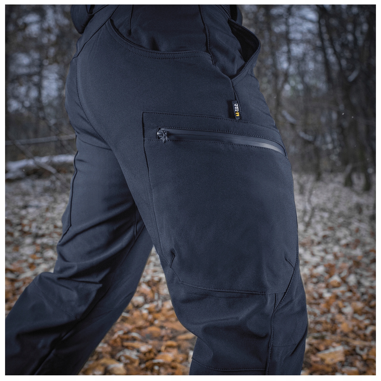 SPODNIE TREKKINGOWE MĘSKIE BOJÓWKI SOFTSHELL WINTER M-TAC GRANATOWE M Liczba kieszeni 6