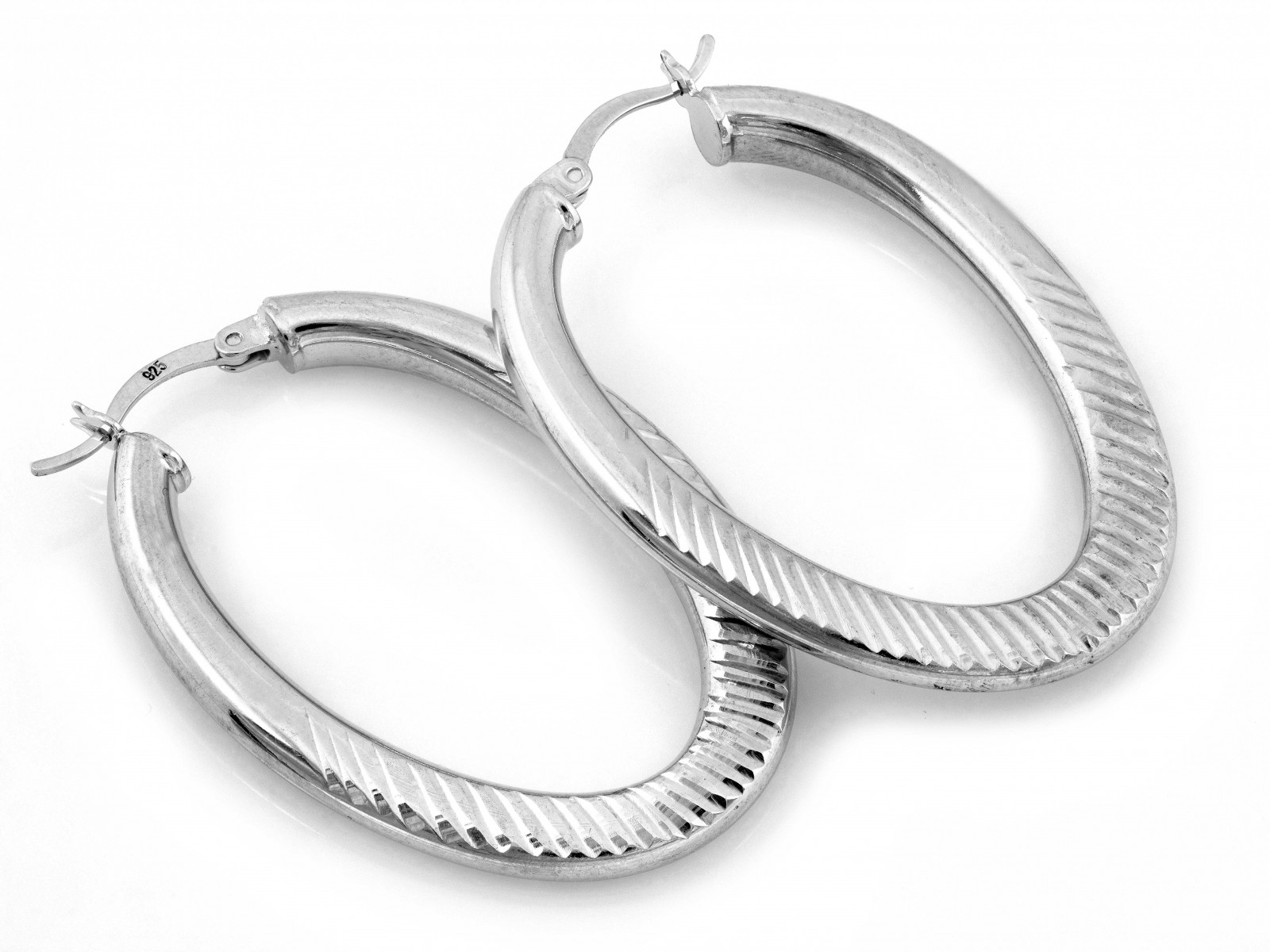 Elegantní stříbrné náušnice 925 anglické oválky 6.71 g zdobené kolečky