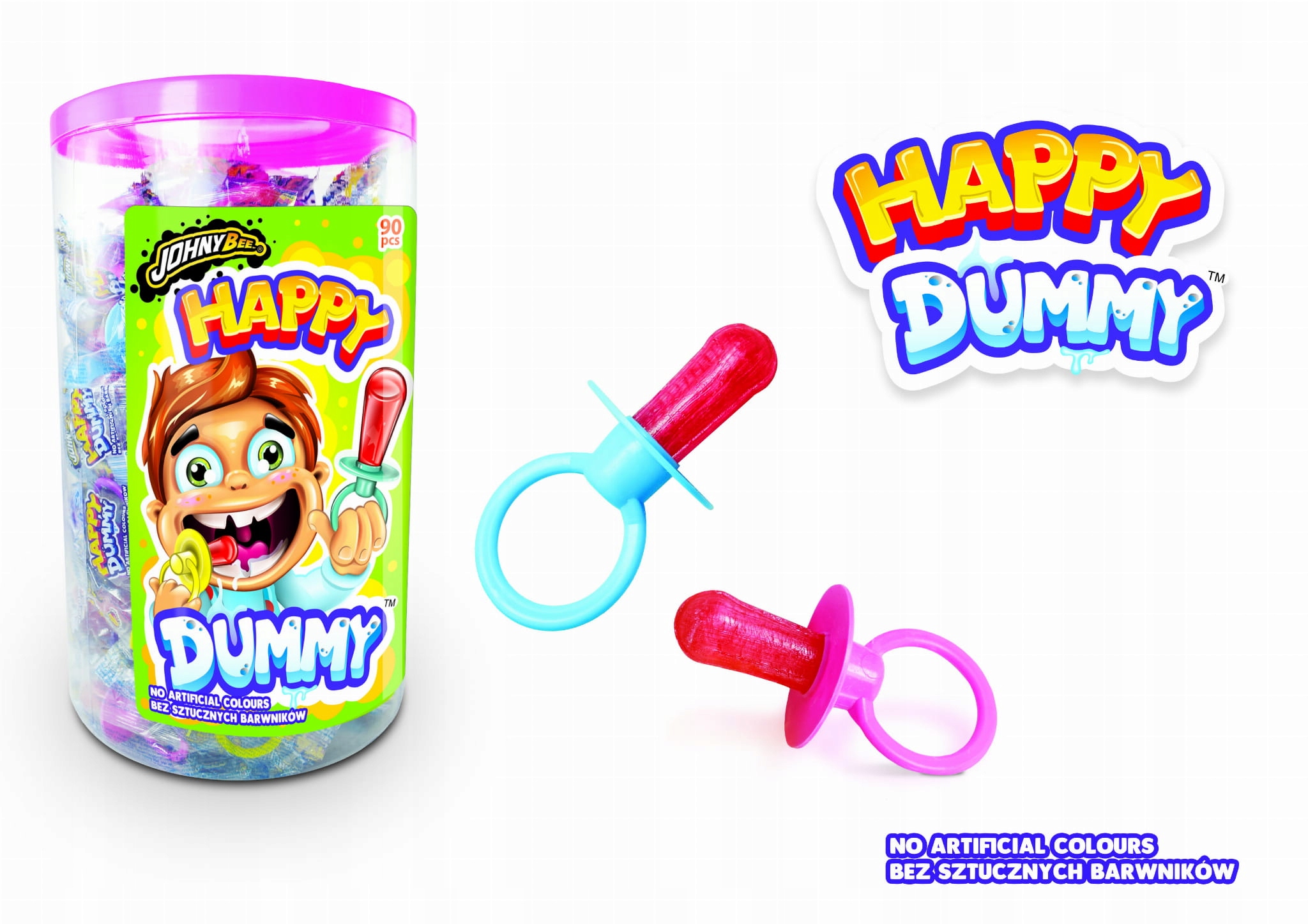 Levně Johny Bee Lízátko Dudlík 90KS Happy Dummy