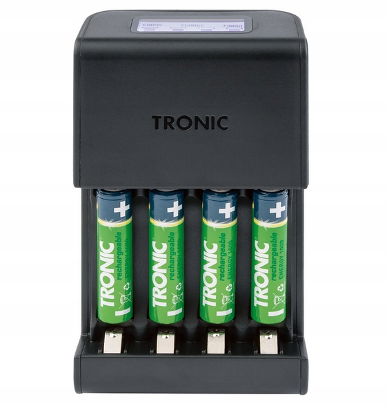 Ładowarka do akumulatorków z wyświetlaczem USB + 4 akumulatorki AAA TRONIC