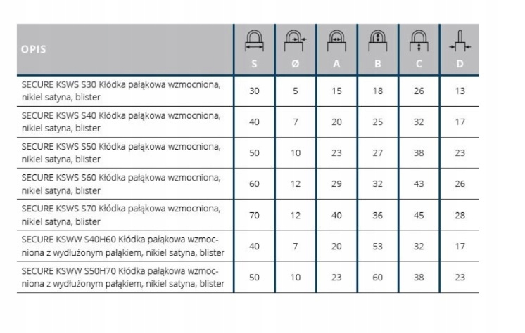 Kłódka GERDA SECURE Wzmocniona KSWS S40 Marka Gerda