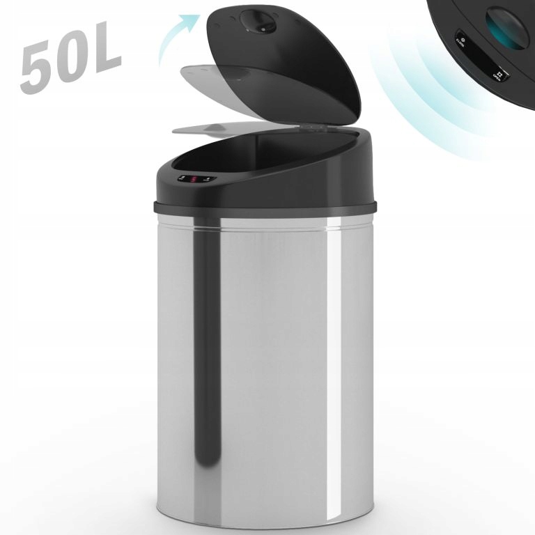 Bezdotykový koš na odpadky se senzorem, 50 l, stříbrný