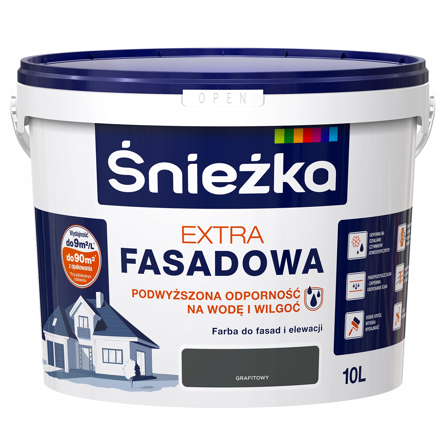 Śnieżka Extra Fasadowa Akrylowa zewnętrzna Farba Elewacyjna 10L Grafitowy