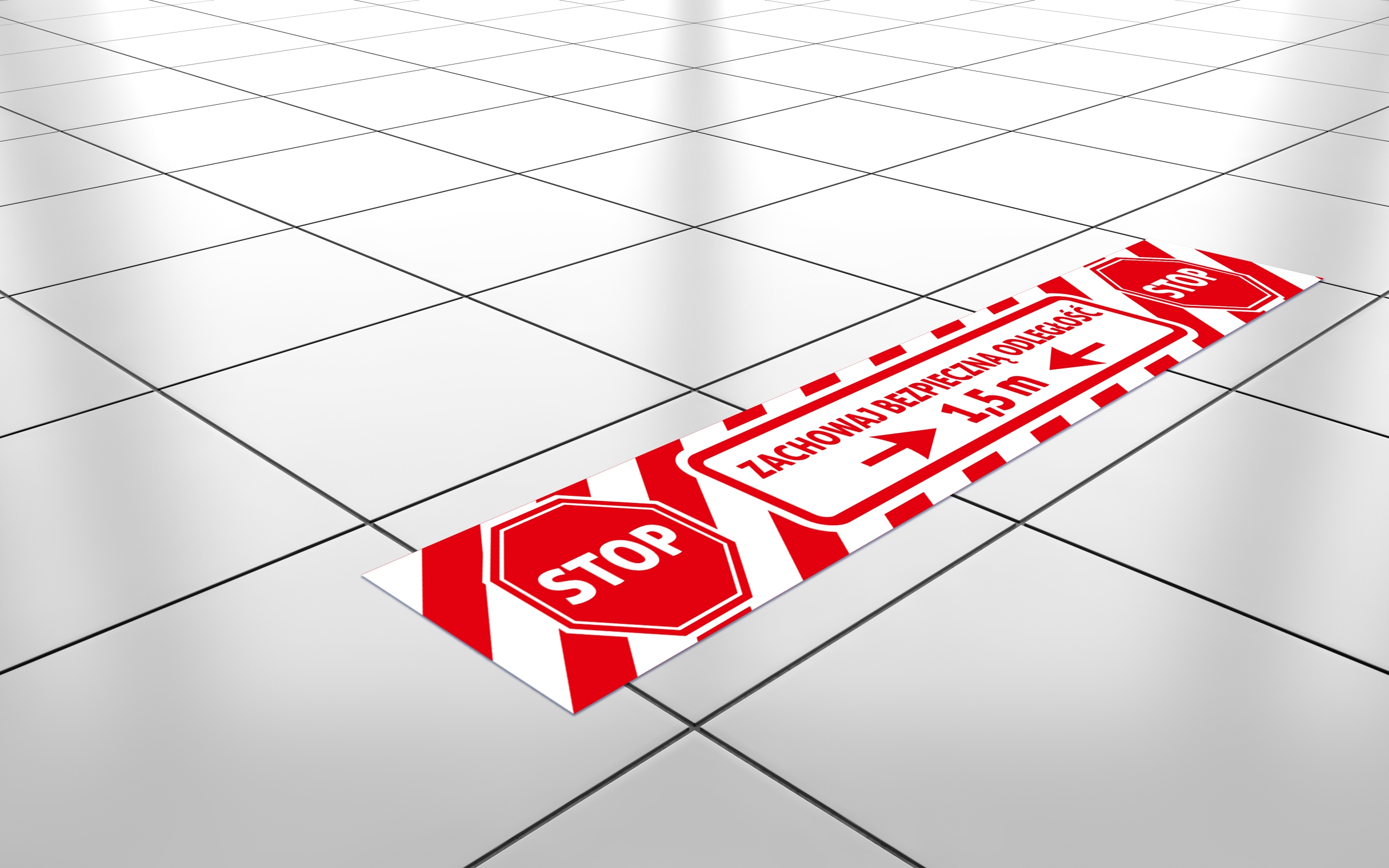 NAKLEJKA NA PODŁOGĘ 100 X 15 cm ZACHOWAJ ODLEGŁOŚĆ Kod producenta alejestudio_bhp