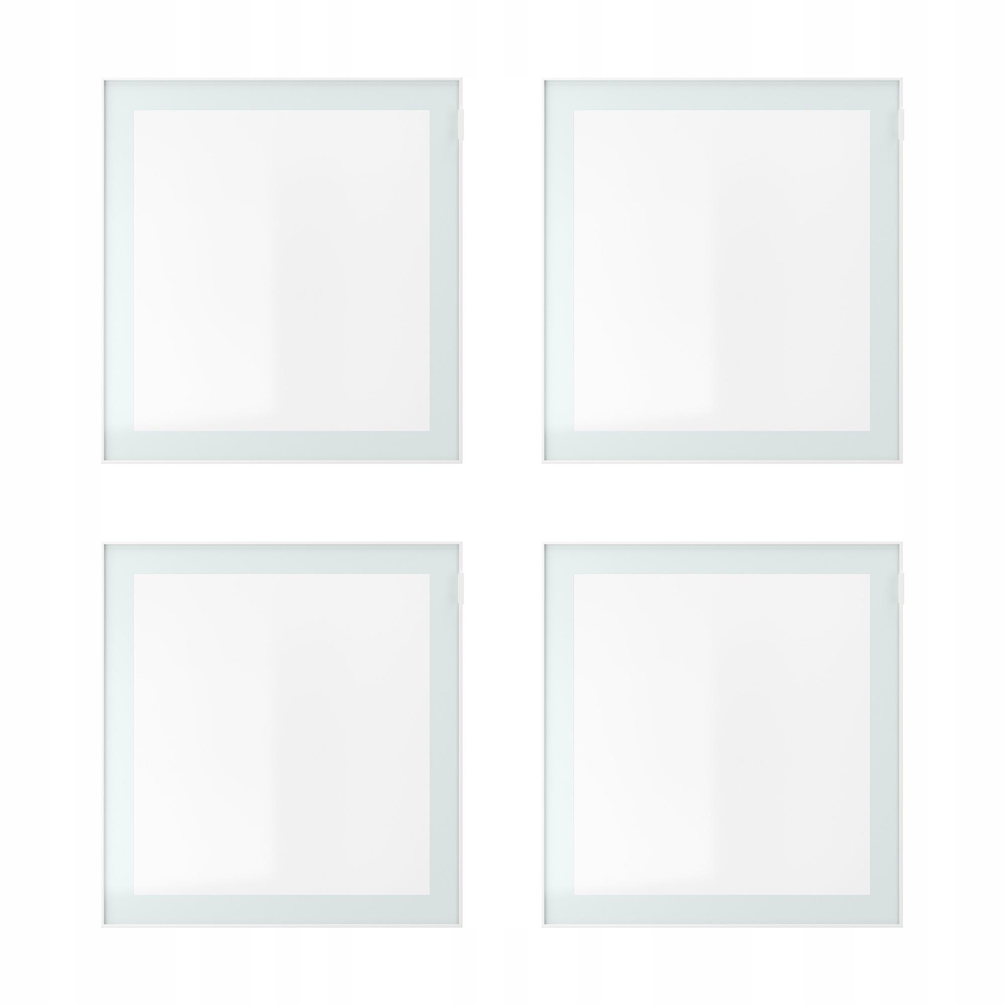 4 szt. Glassvik Drzwi szklane biały/jasnozielony szkło bezbarwne 60x64