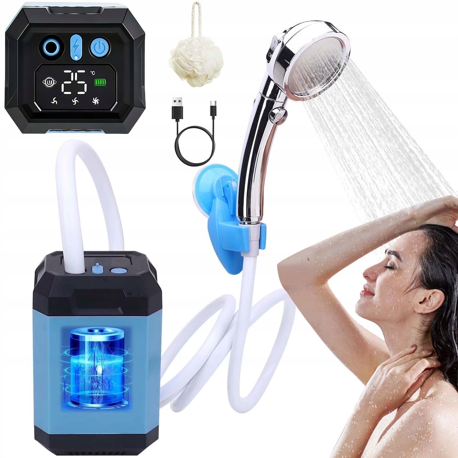 Turistická Kempingová Sprcha S Pumpičkou, Voděodolná, Průtok Vody 5400 Mah