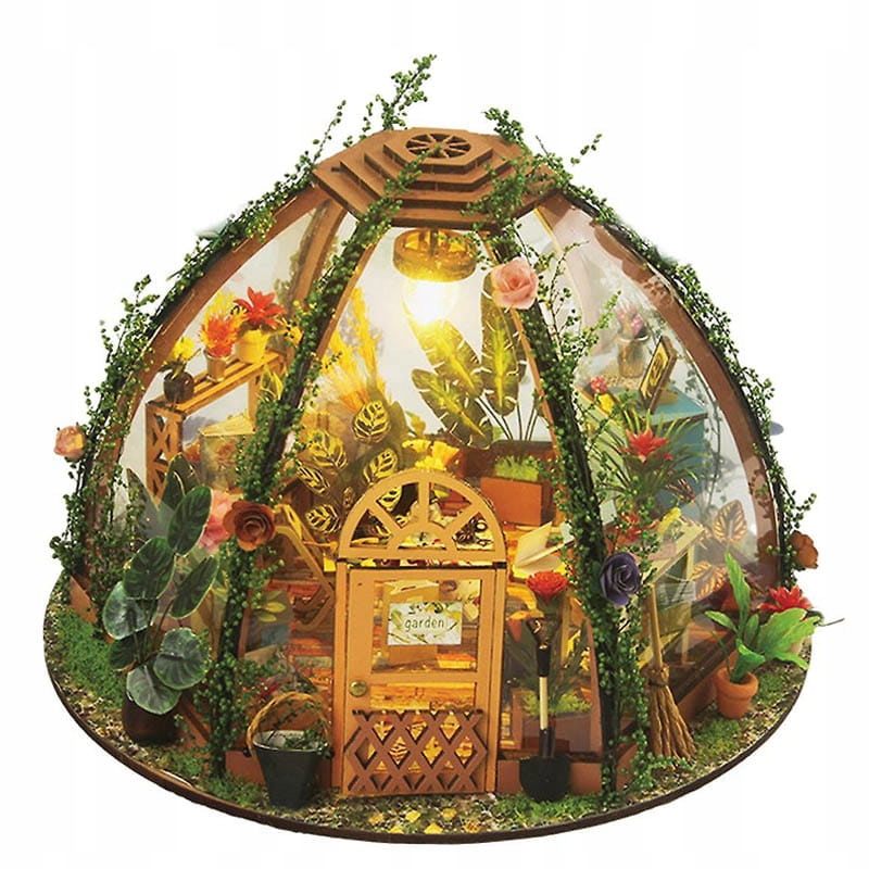 Miniaturowy domek Słońce w kwiatach Ogród Kwiaty Lato