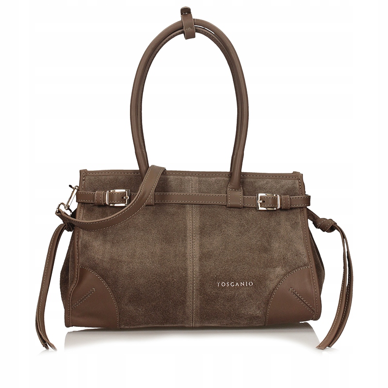 Dámská stylová kabelka z semišové kůže na rameno, béžová, velikost G90