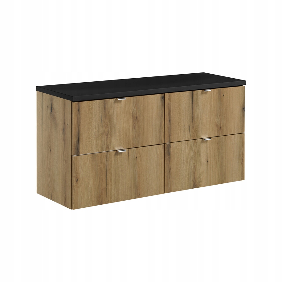 Szafka łazienkowa wisząca oak z blatem łazienkowym czarnym 120 cm