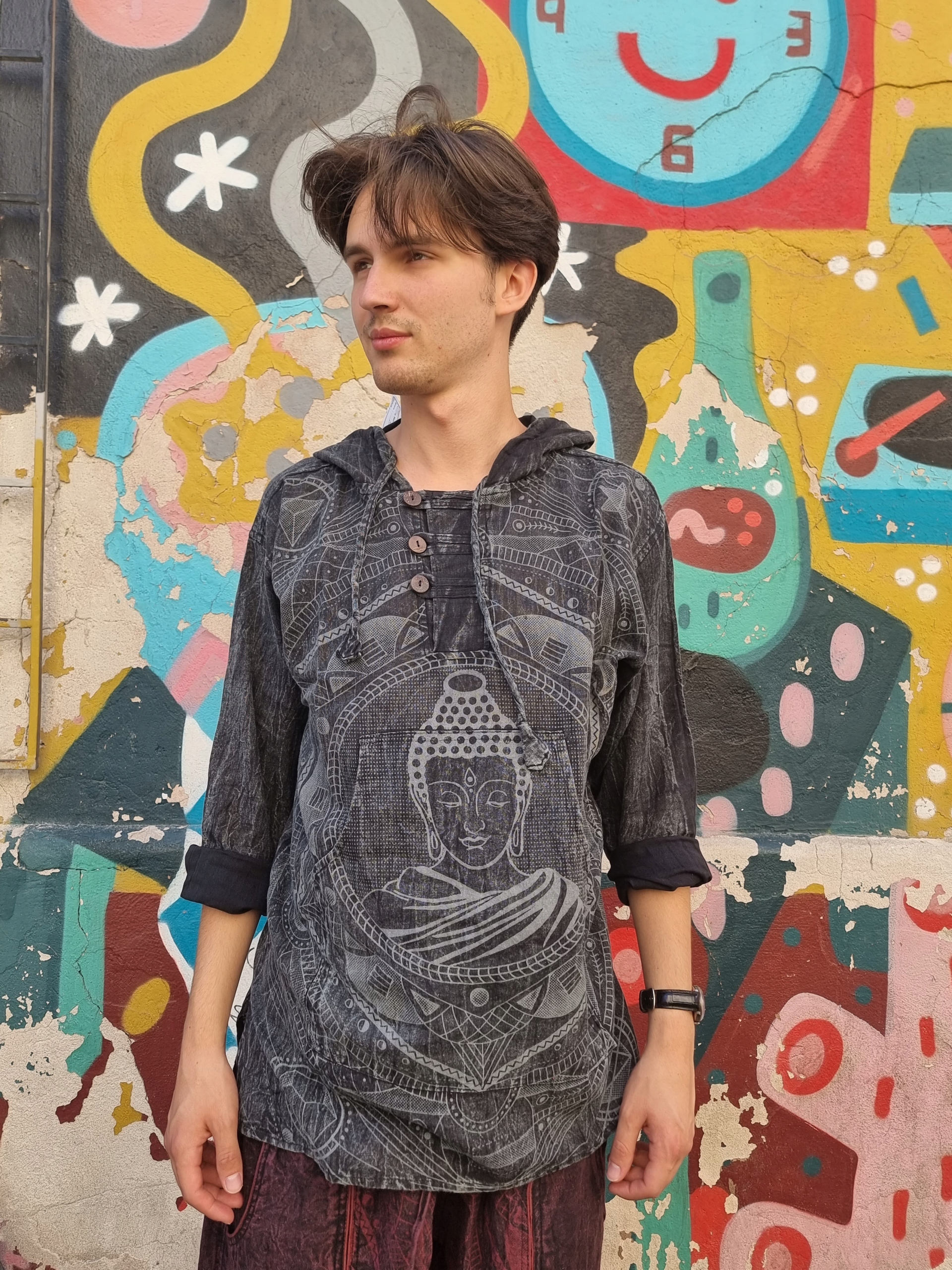 Košile s kapucí – obrázek Buddy Černá M