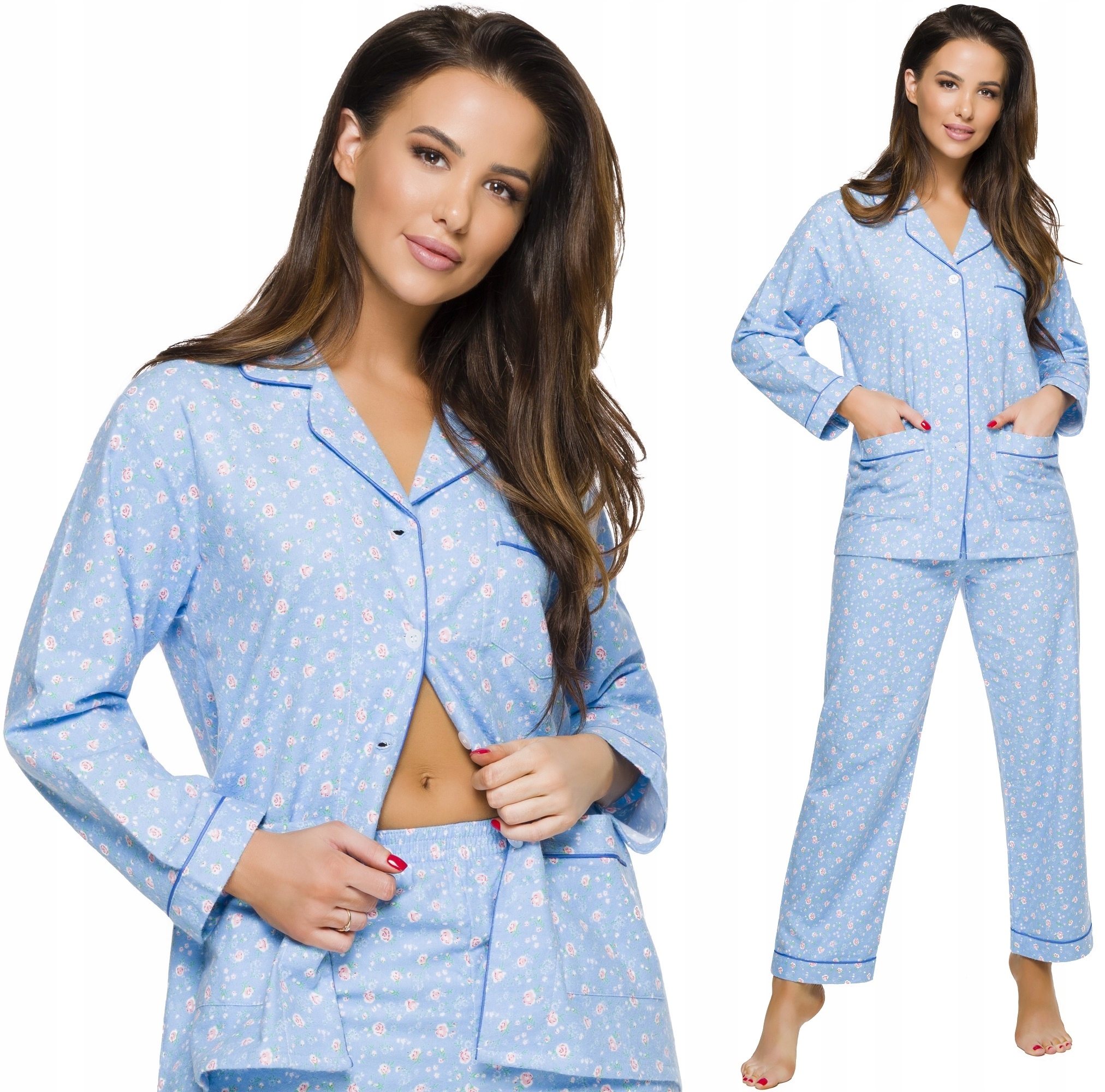 

Ciepła Flanelowa Rozpinana Gruba Piżama Damska 3XL