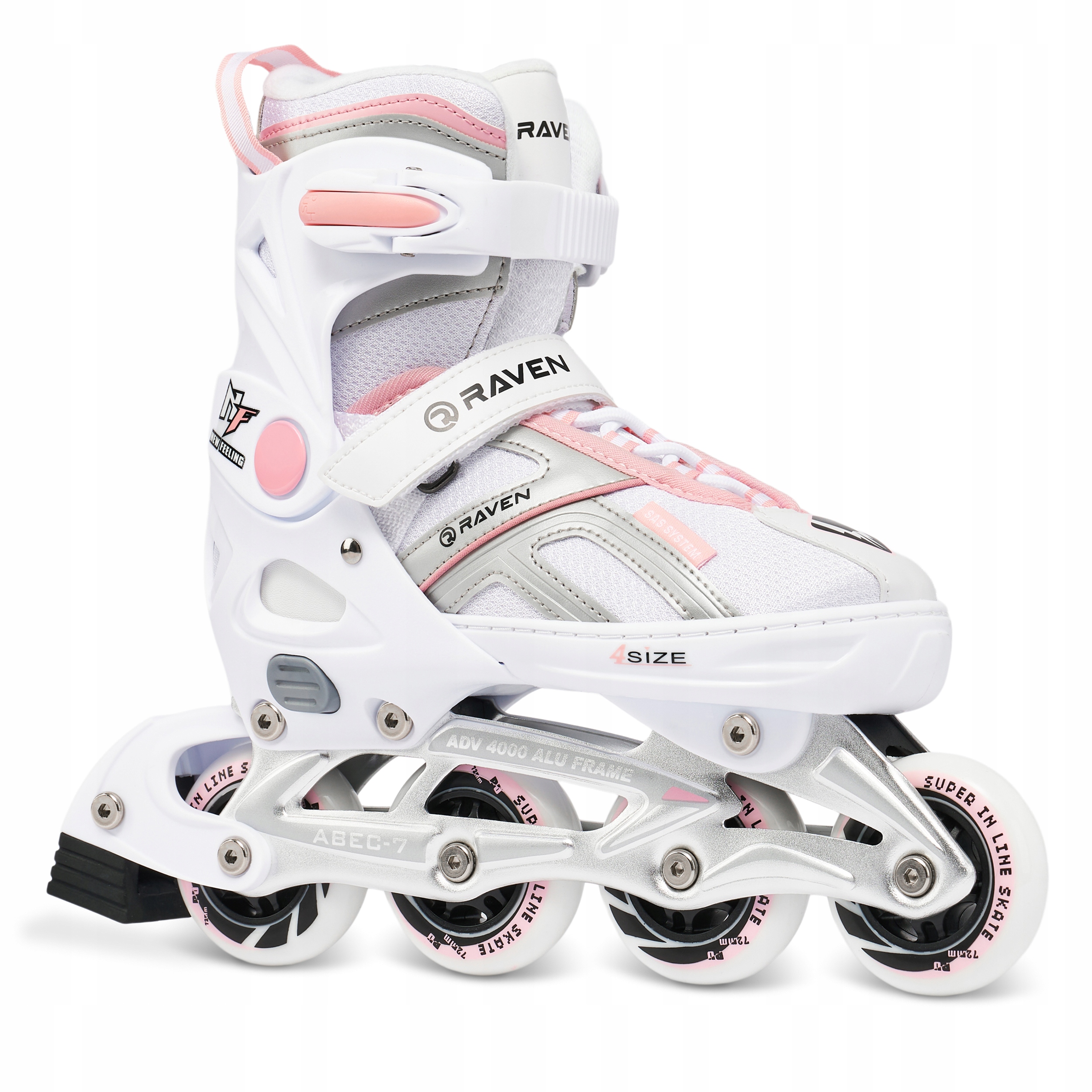 Rolki Regulowane RAVEN Pulse White/Pink 33-36