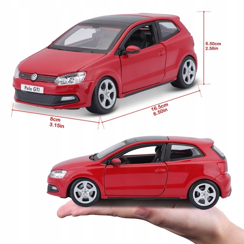 VW Polo GTI Mk5 1:24 model Bburago 18-21059 Materiał metal plastik