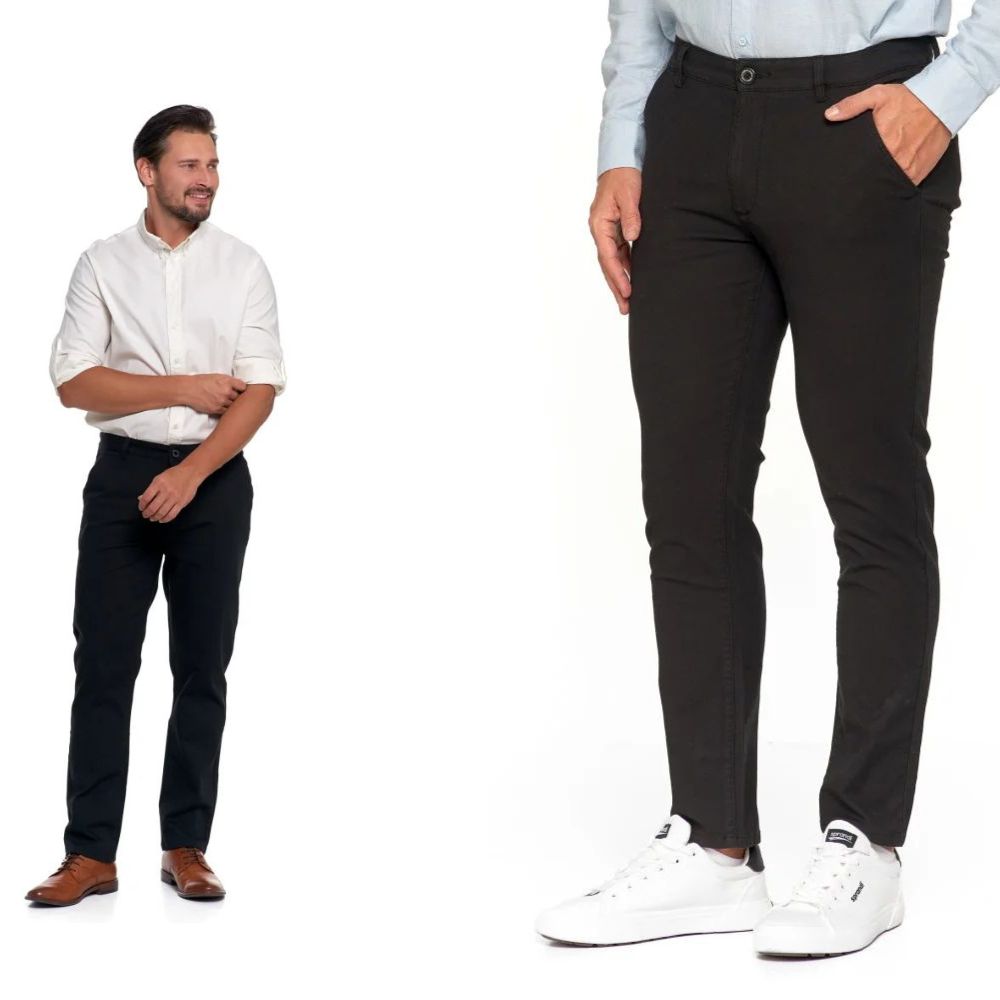 Spodnie Męskie Chinos Wizytowe Moraj Modne Chinosy Czarne 33
