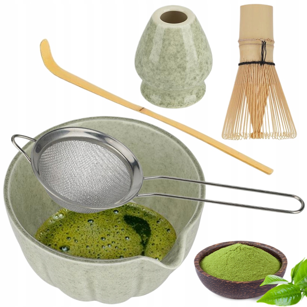 Levně Profesionální sada Matcha – bambusový Whisk, miska, lžíce síto
