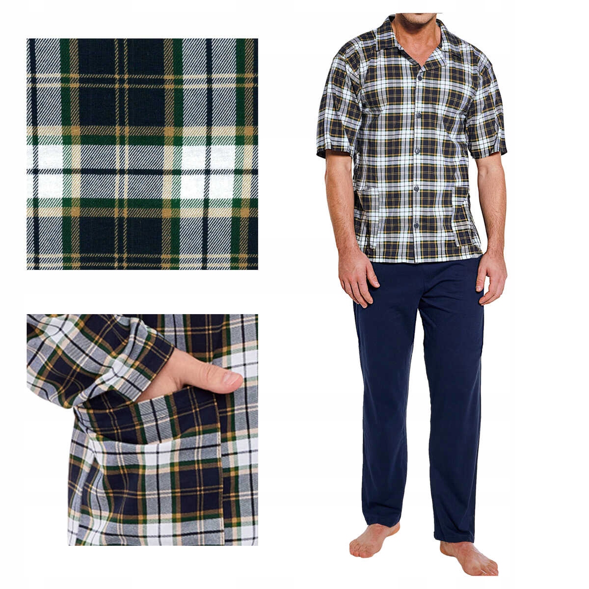 Cornette Pánské pyžamo bavlněné, rozepínací, krátký rukáv 318/55 M