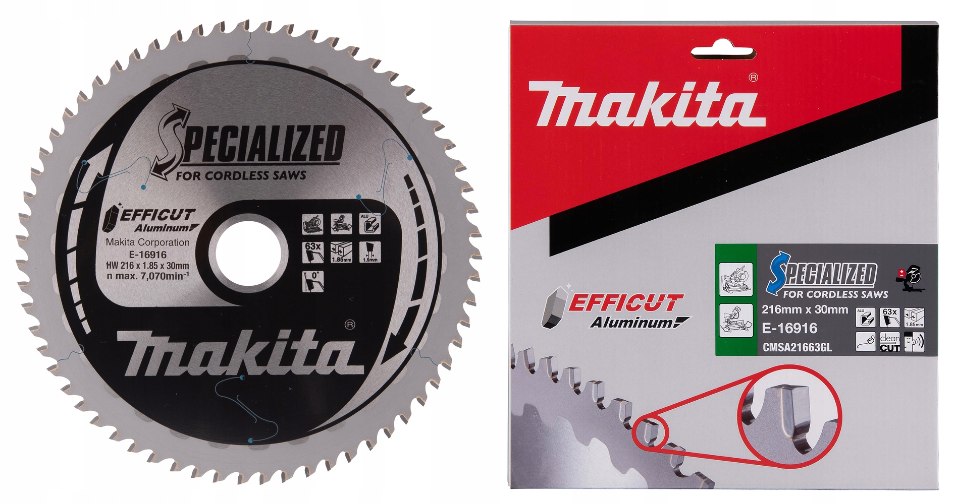 Makita E-16916 Řezací Kotouč Efficut Pro Hliník 216x30 mm 63Z x1,85 mm