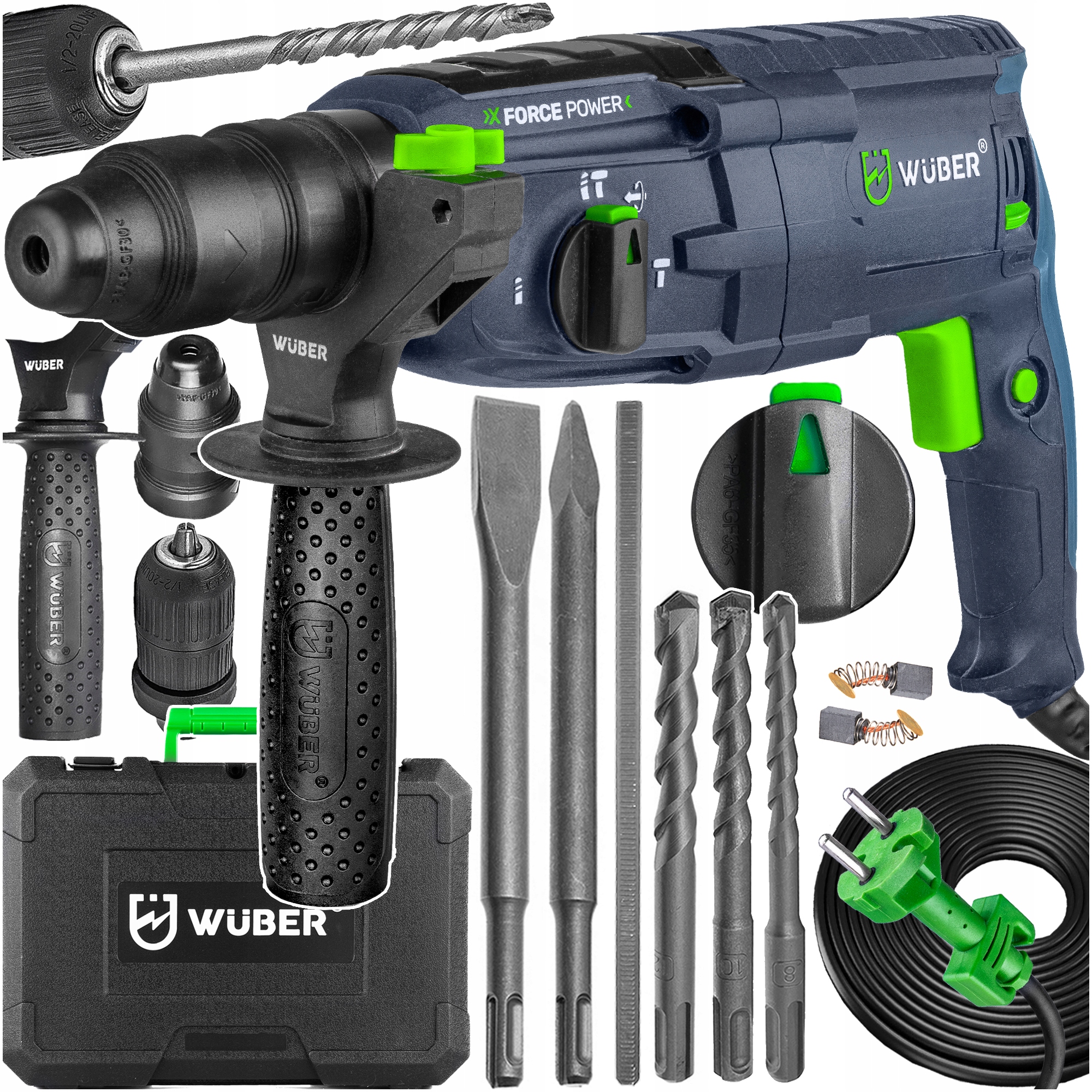 Młotowiertarka Udarowa 4000BPM 4J Wiertarka 2500W 230V Sds+samozacisk Wuber