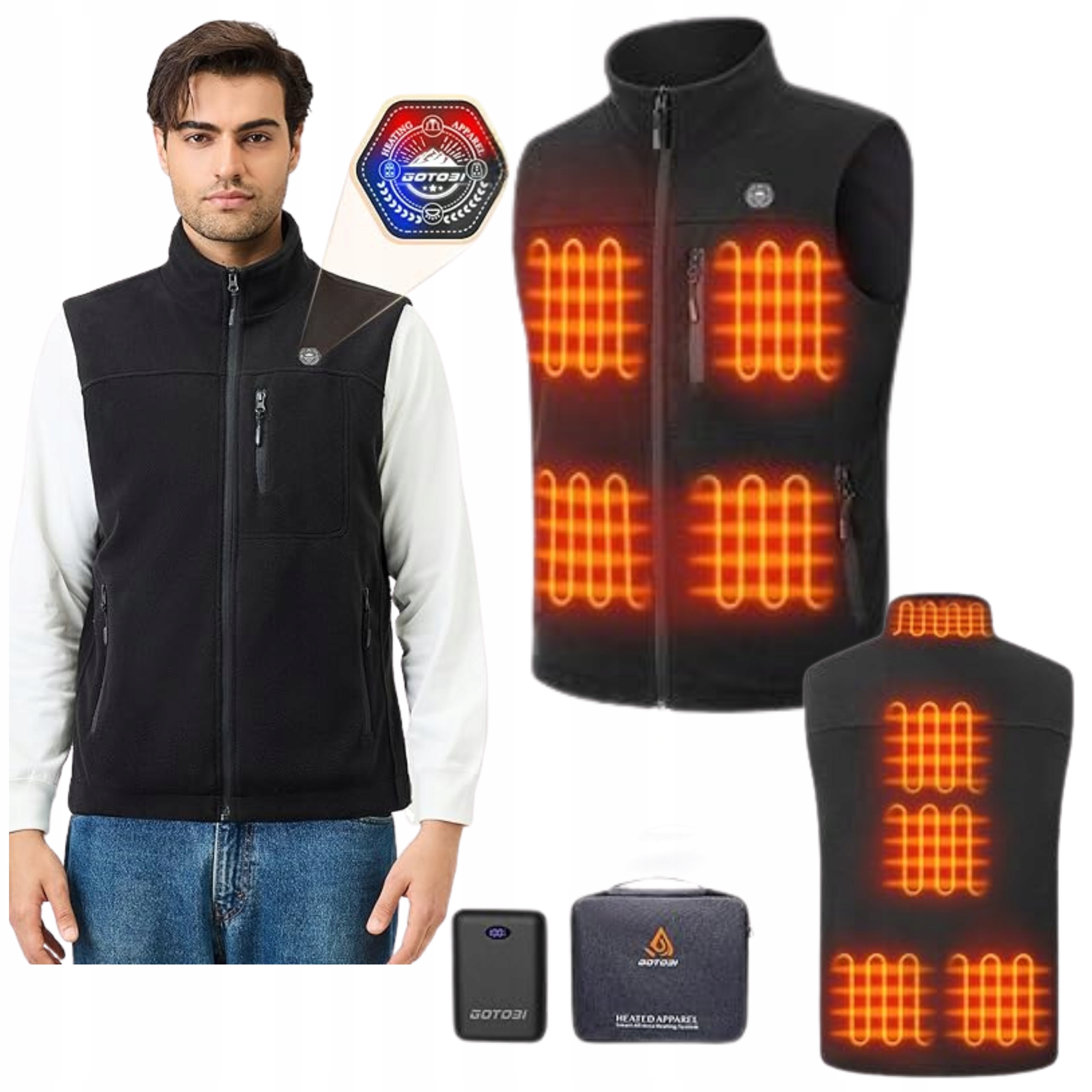 Usb Vyhřívaná Vesta Pánská Elektrická Bunda Bez Rukávů Zimní Vyhřívací L