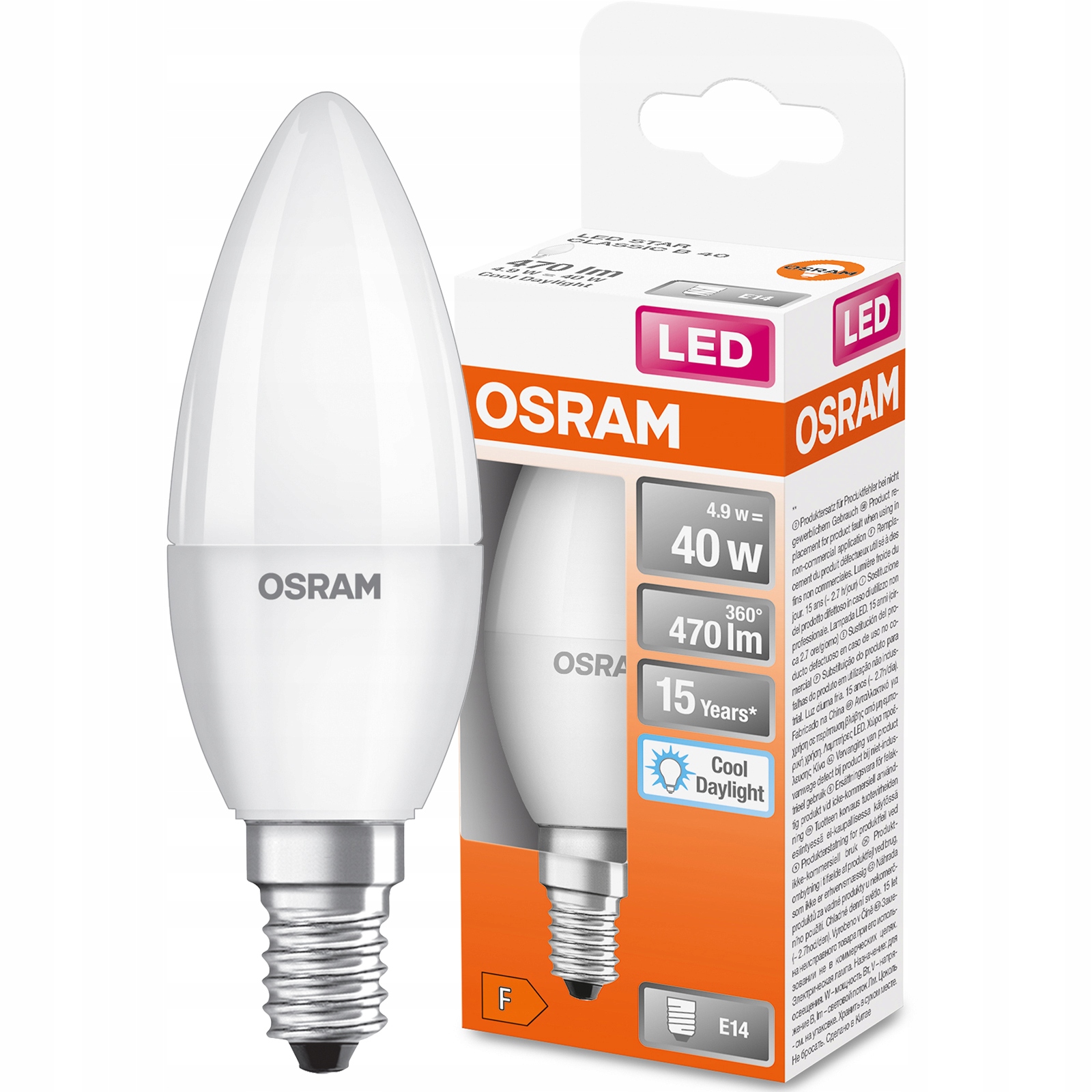 

Żarówka Led E14 B35 4,9W 40W 470lm 6500K Osram