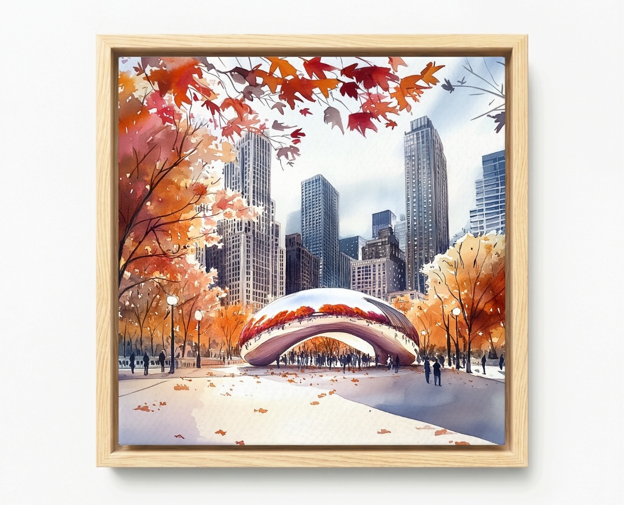 Obraz Rama American Box Mesto Chicago Cloud Gate Bean Socha Fasola 60x60