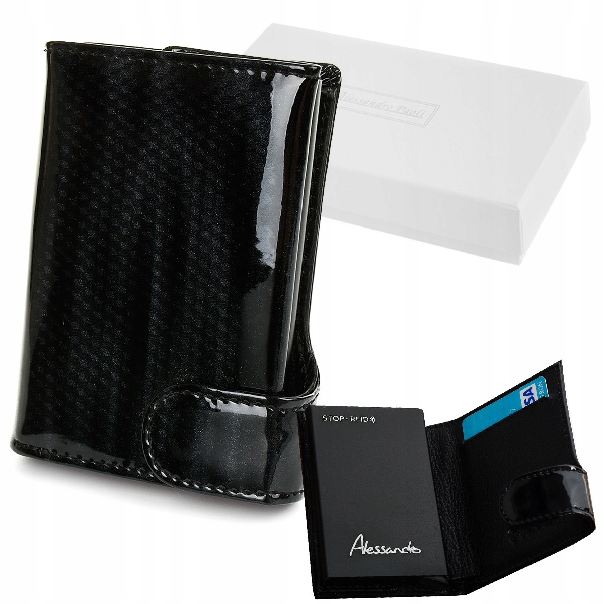 

Eleganckie etui na karty metalowo skórzane Rfid
